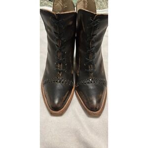 Freebird by Steven Jameson Brown Leather Western Ankle Boots Block Heel US 10